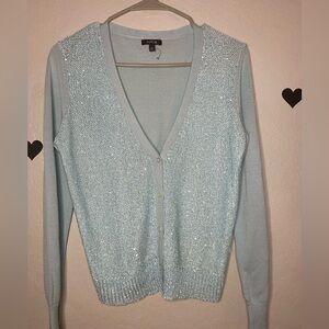 Apt. 9 Light Blue Sequin Knit Cardigan – Y2K Shimmer – Size M